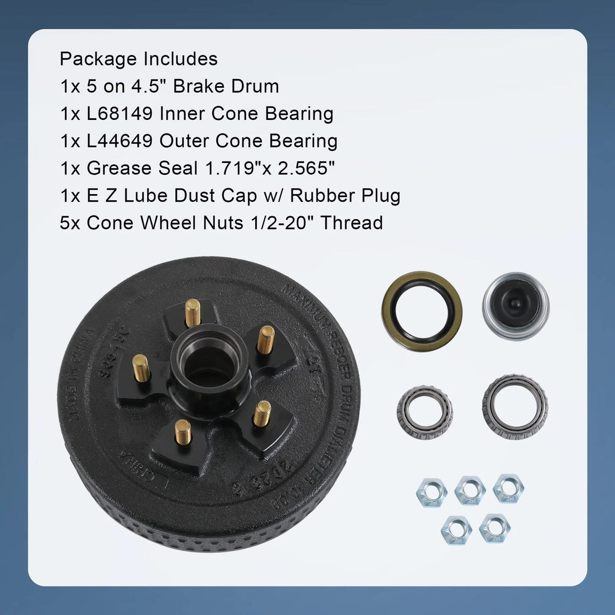 JDMSPEED  Trailer Brake Hub Drum 10" X 2-1/4" Kit 5 on 5 4.5