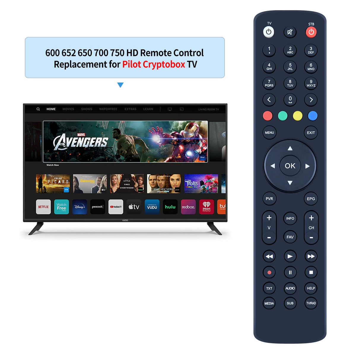 Replacement Remote Control For Pilot Cryptobox 600 652 650 700 750 Hd