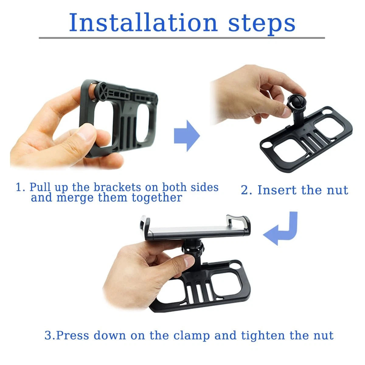 Drone Tablet Mount Holder for DJI Controllers - 30.18 cubic inches, Black