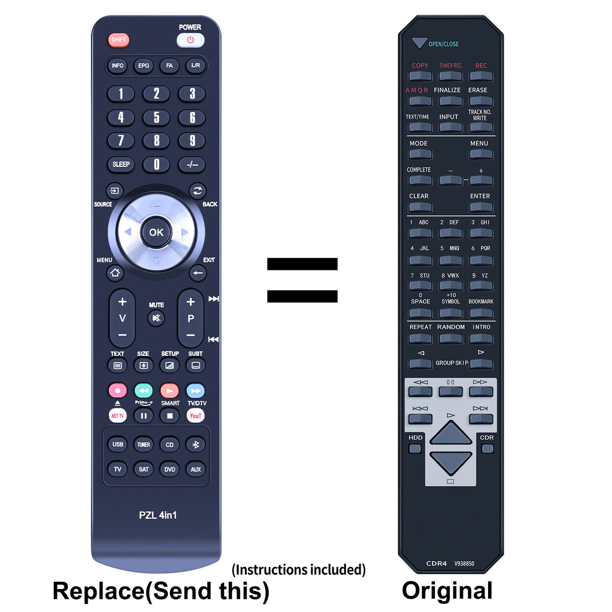 CDR4 V938850 Replacement Remote Control For Yamaha HDD CD-Recorder CDR-HD1300