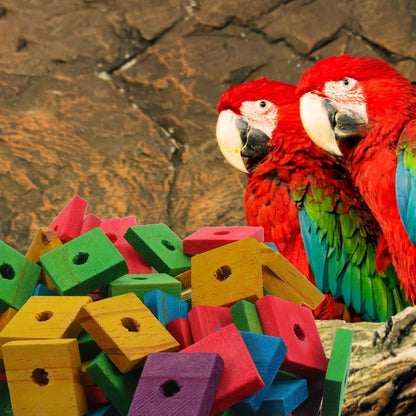 GANAZONO 100Pcs Parrot Wood Blocks Toys Wooden 3X3CM, Random Color