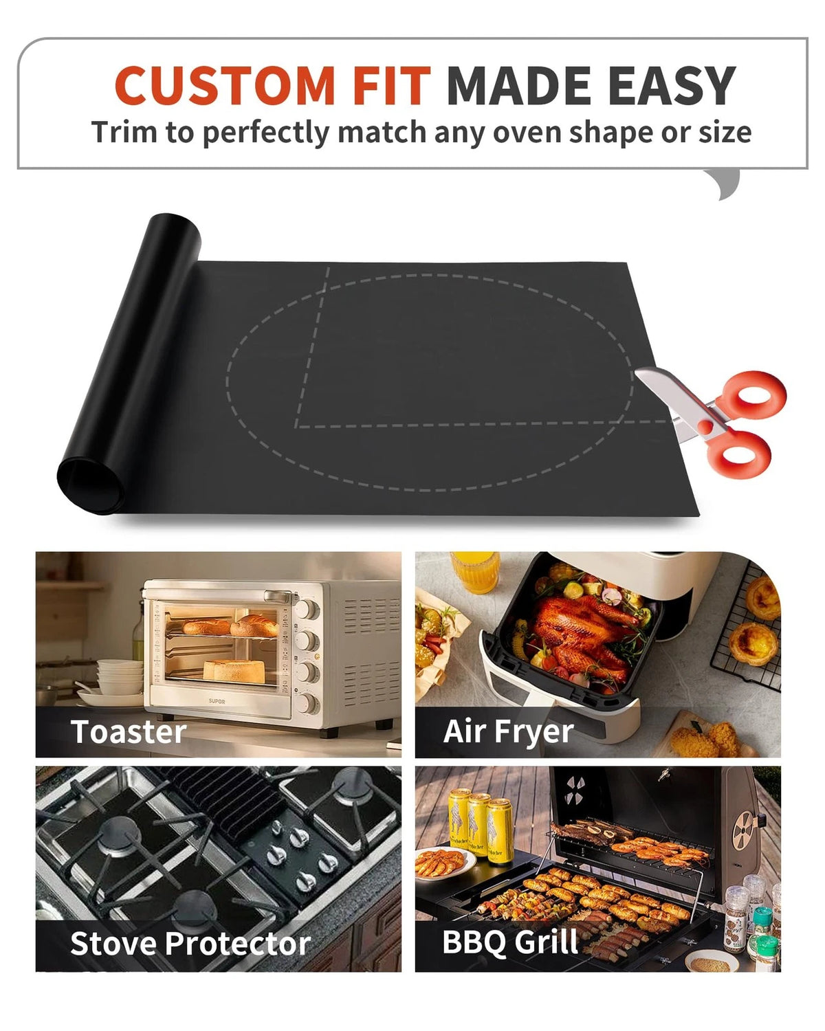 Oven Liners for Bottom of - 2 Pack Large Heavy 2 17”x25”, Black
