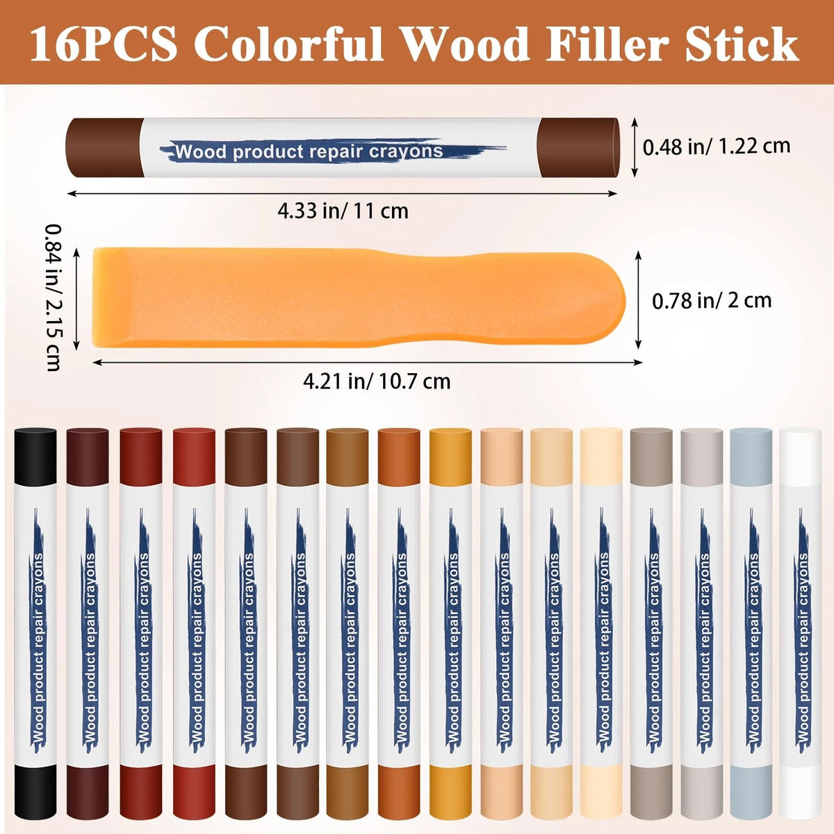 Anglekai 16PCS Furniture Repair Kit, Colorful Wood Filler Stick