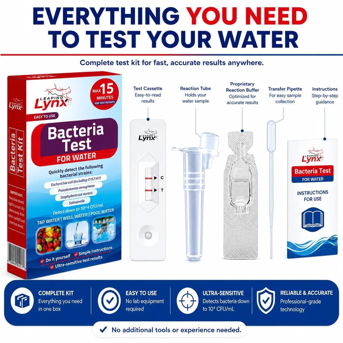 Bacteria Water Test Kit – Coliform, E. coli Detection for Well & Tap |...