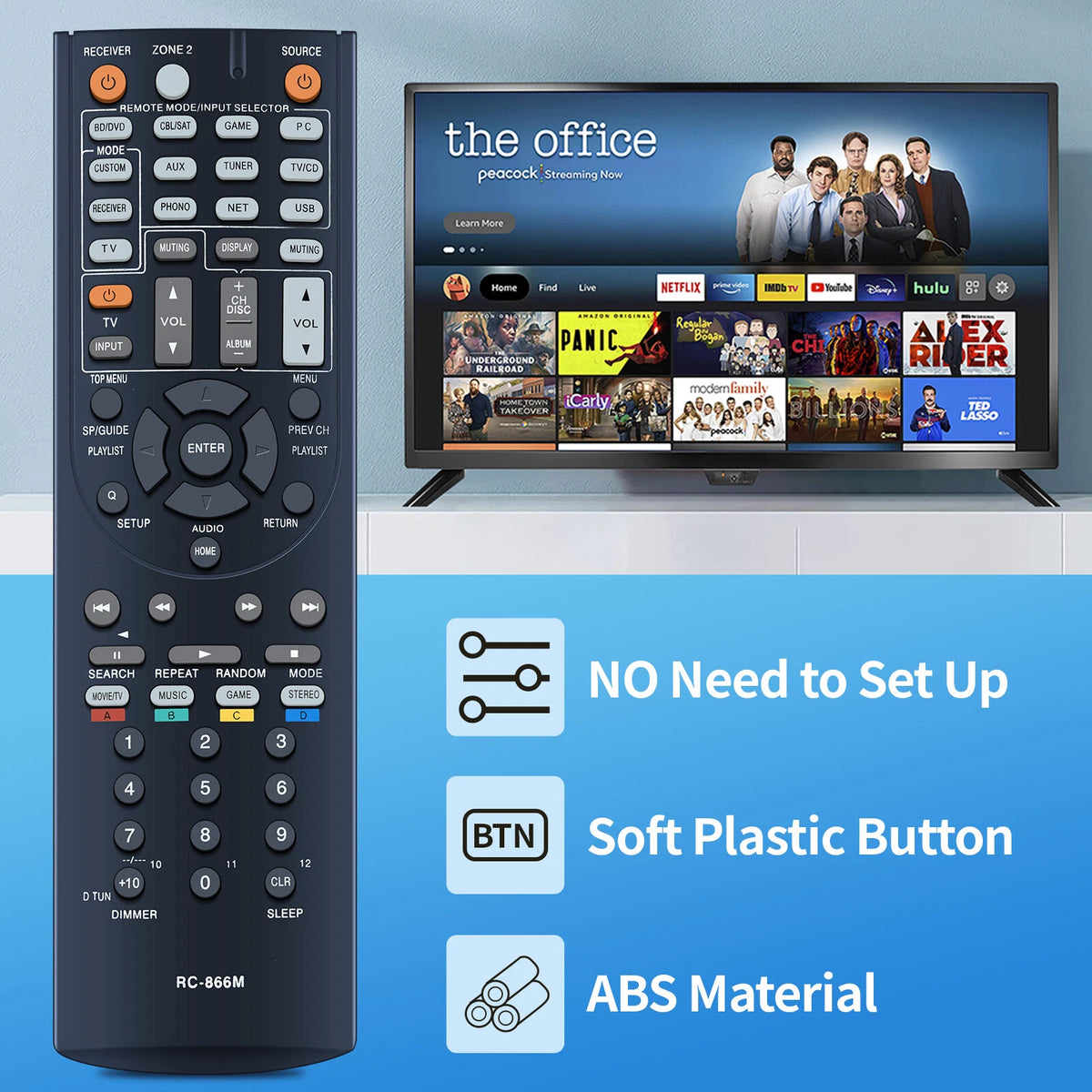 RC-866M Remote Control for Onkyo RC-868M AV Receiver TX-NR626 HT-RC560 TXNR626