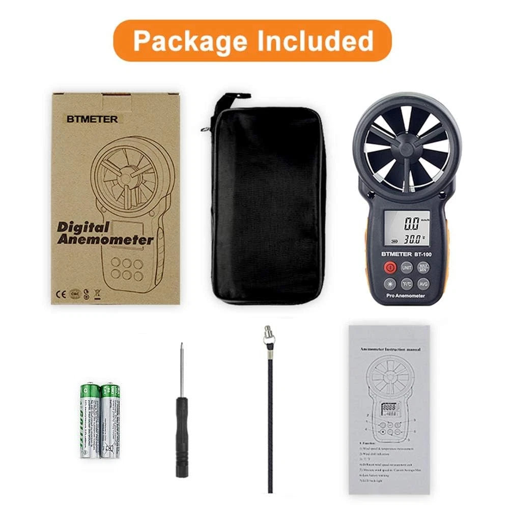 BTMETER BT-100 Handheld Anemometer, Digital Wind Speed CFM Anemometer