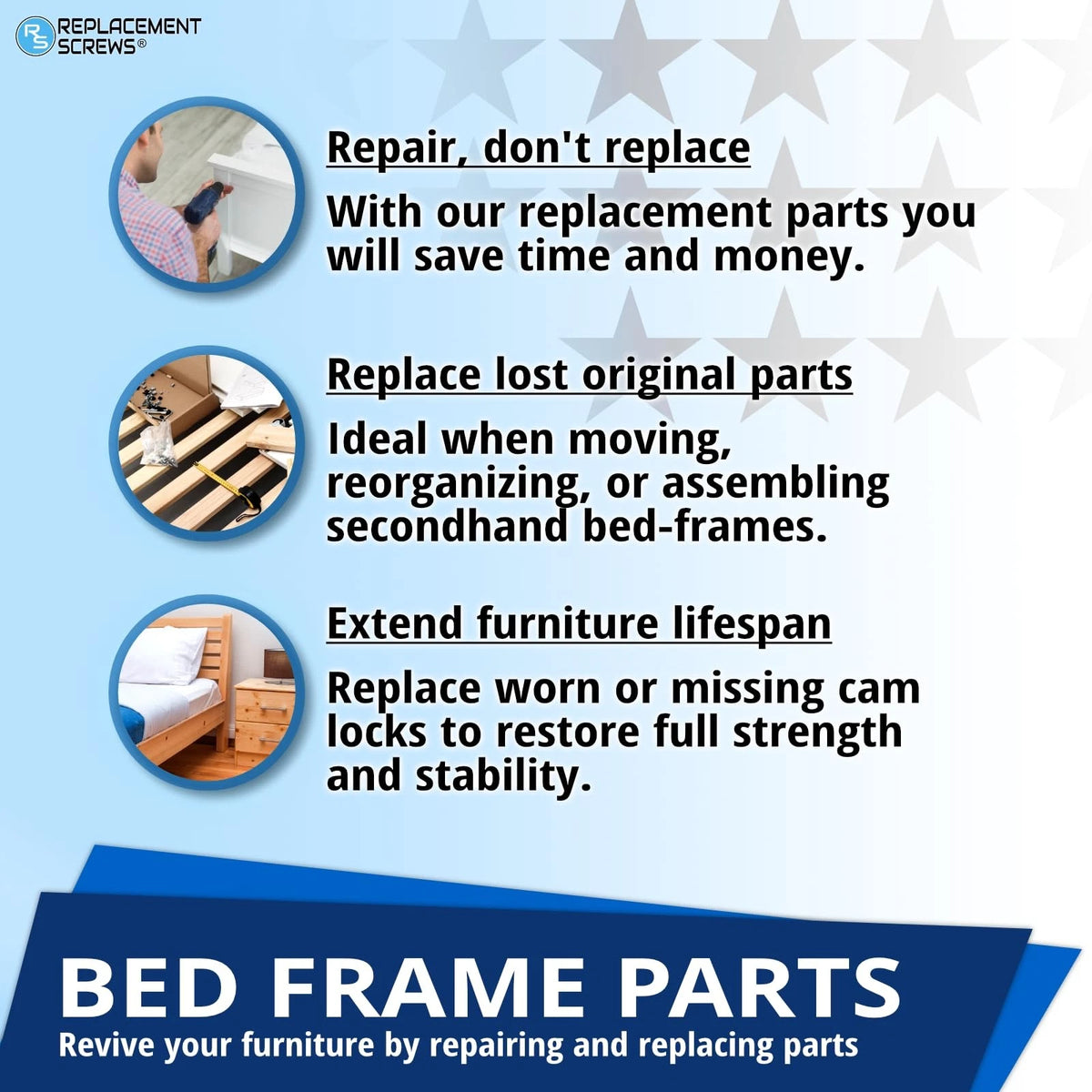 ReplacementScrews Bed Frame Cam Wheel Locks Compatible with IKEA Part Zinc
