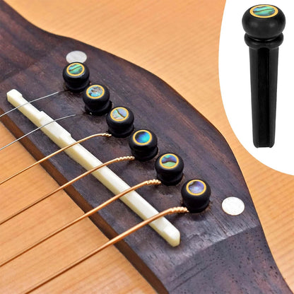 Blisstime 6pcs Ebony Guitar Pins Inlaid Abalone Dot Acoustic Guitar...
