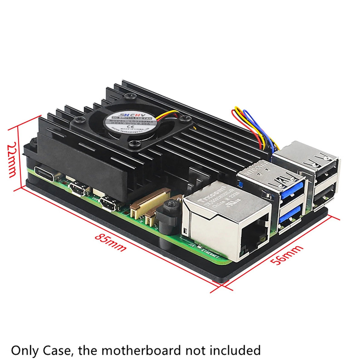 1*Aluminum Protective Case for Raspberry Pi 5 Motherboards With Cooling Fan
