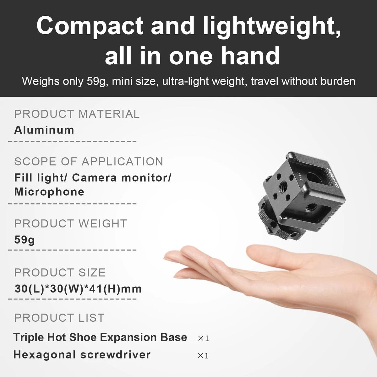 Fomito LX-3 3-Head Cold Shoe Mount with 1/4"-20 Thread for Camera L3, Black