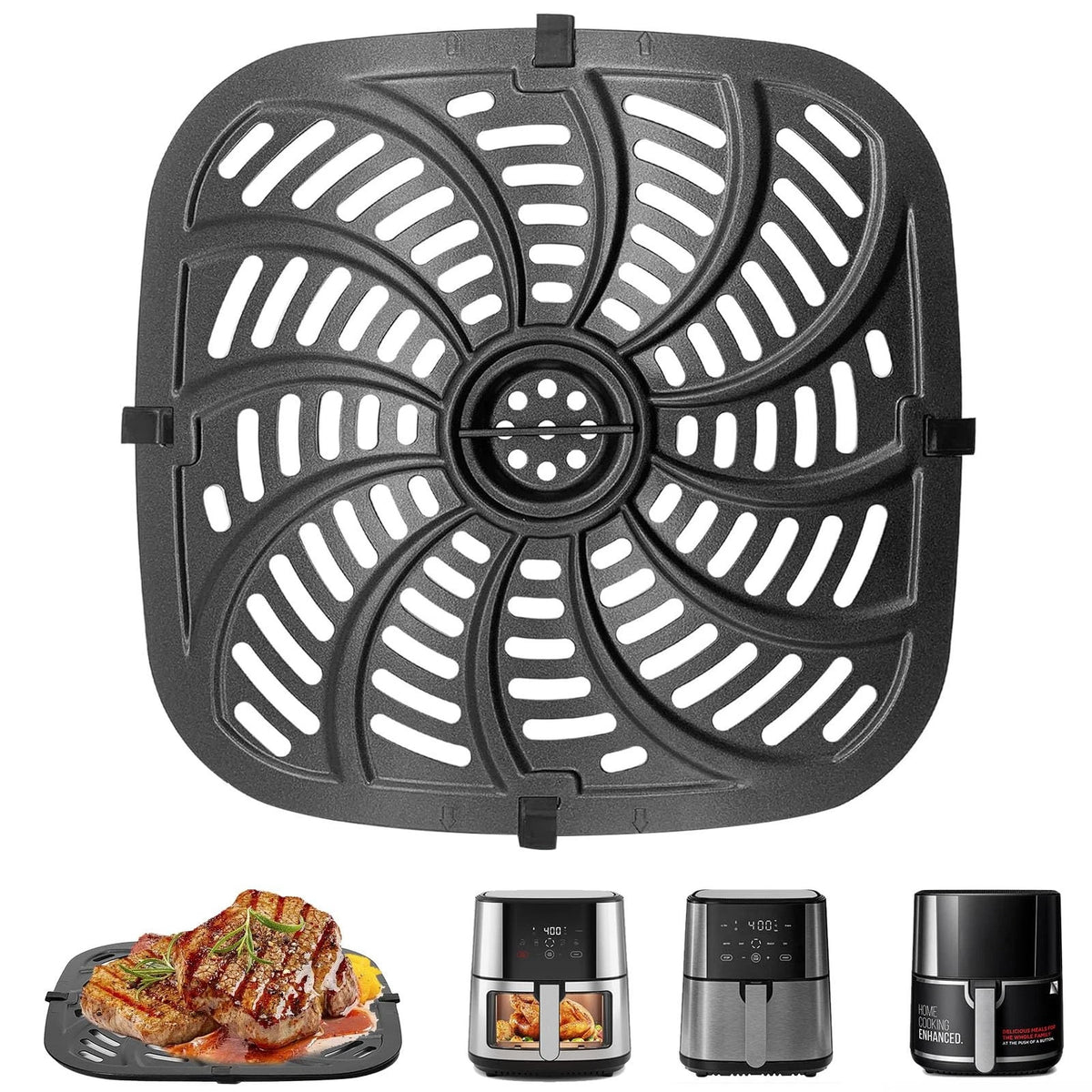 GCQ Air Fryer Grill Pan for Chefman Easy View 8 Qt TurboFry 8 8QT, Black