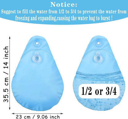 16 Pack Pool Cover Weights with Hooks, PVC Tarp Hanging Bags for Light Blue