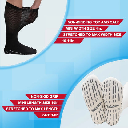 Bulinlulu Extra Width Diabetic Socks Women Men-4 Pairs Super Wide WIDE, Black