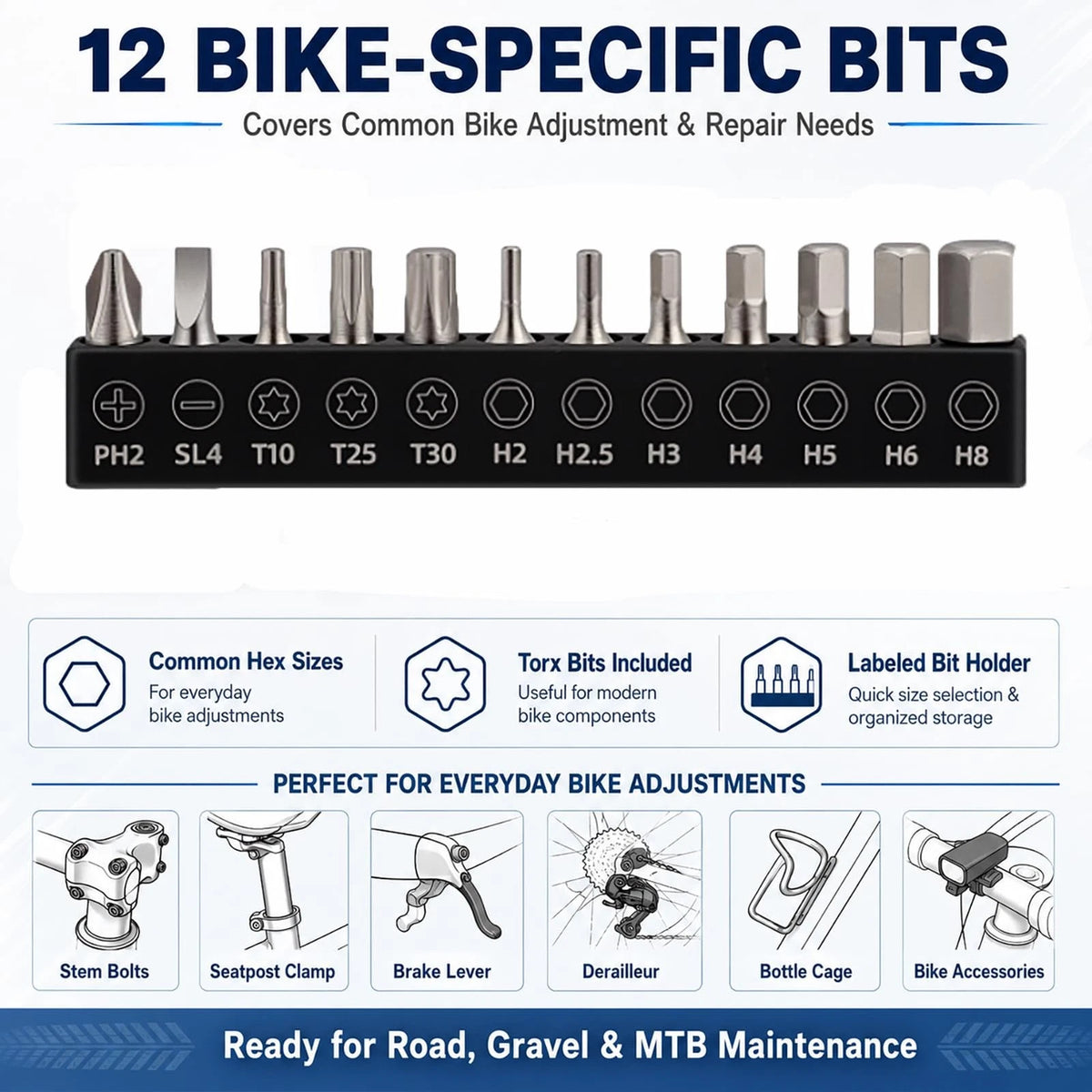 Bike Roadside Repair Kit with Mini Ratchet Tool, Chain Breaker and CO2...