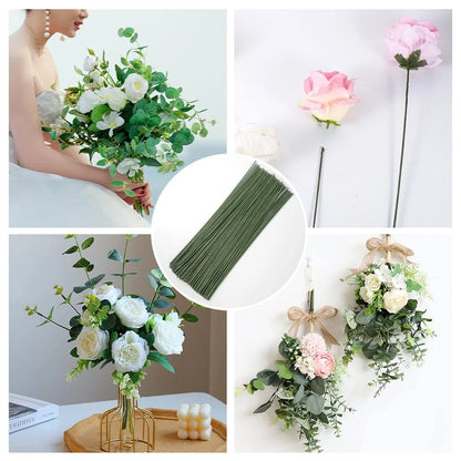 60 Pack Floral Stems Wire for Paper Flower 2 Gauge 2 Green, Green
