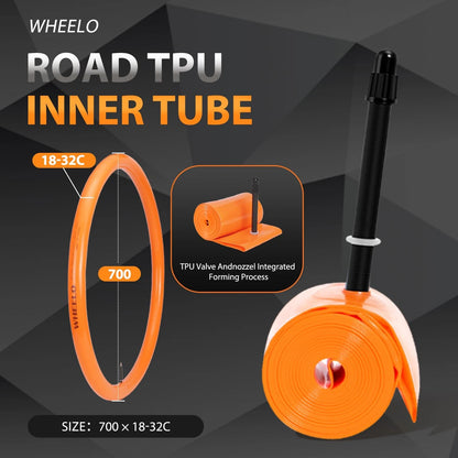 2-Pack TPU 700C×18-32C Bike Inner Tube, Ultralight (ALLRoad & 65mm, Orange