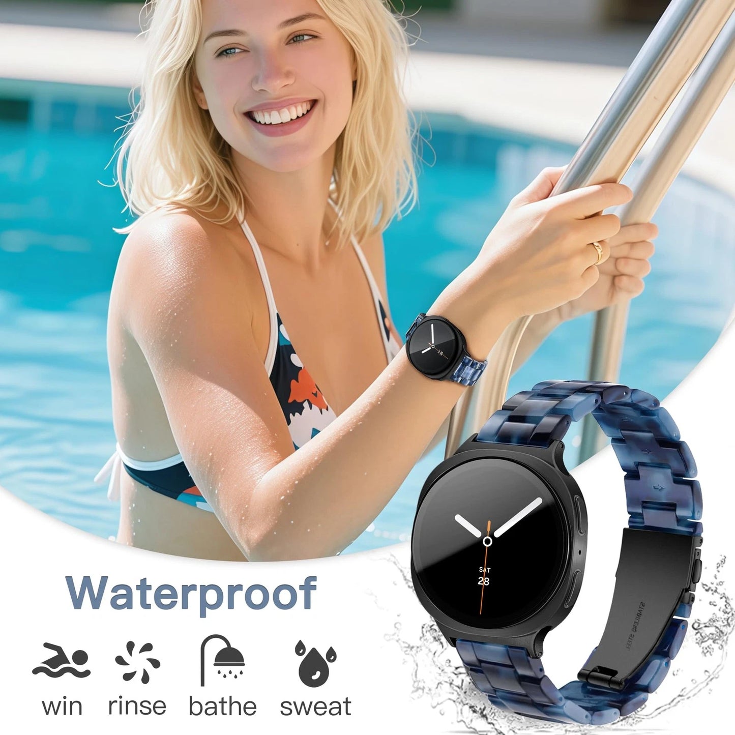 G-ficu Resin Band for Samsung Galaxy Watch 8/8Classic Band, Dark Blue