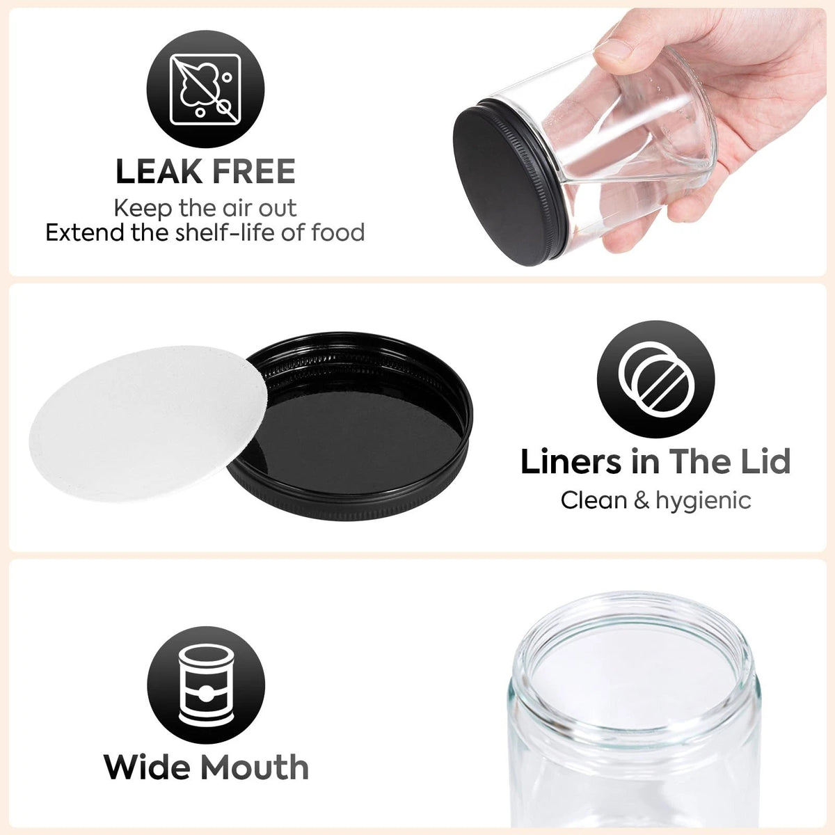 FavorFlavor Glass Jars for Candle Making: 12P 8oz 12×8oz, Black Lids-12pcs