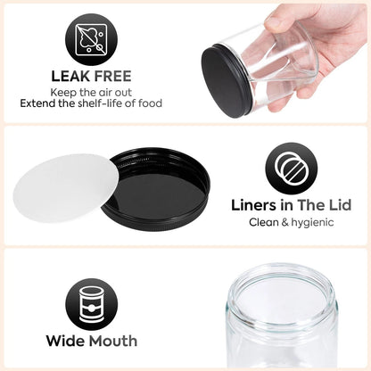 FavorFlavor Glass Jars for Candle Making: 12P 8oz 12×8oz, Black Lids-12pcs