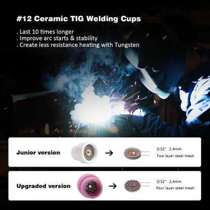 VCFDZCFD #12 Ceramic Cup White TIG Welding fit Torch WP 9/20/25 3pcs