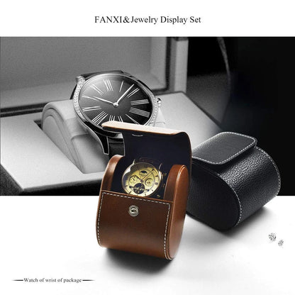Oirlv Luxury Leather Watch Storage Box Travel Single Case Brown