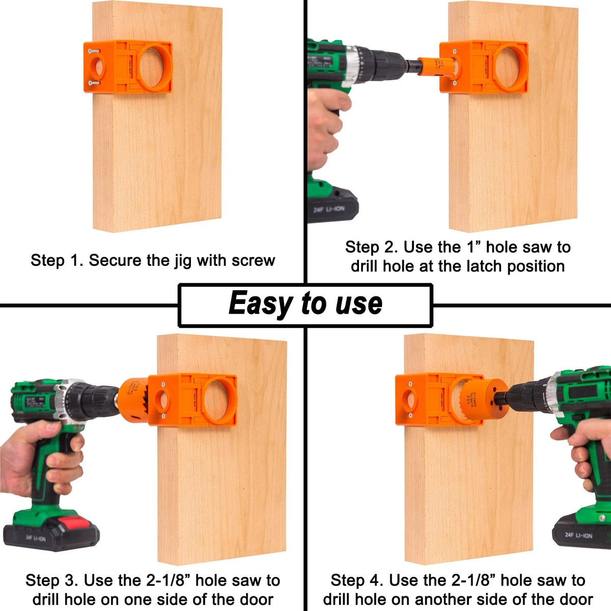 VIKITON Door Lock Installation For 2-3/4 in latch & 2-3/8 latch, Orange