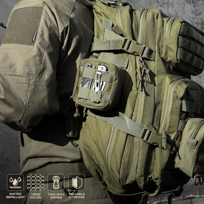 2 Pack Small Molle Pouch, Mini Tactical EDC Belt Pouches 4x4 GP Army Green