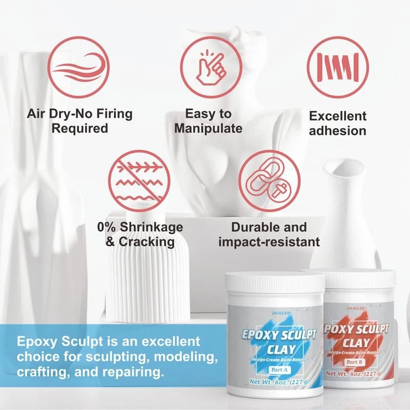 1 Pound White Epoxy Putty Sculpt Clay, 2 Part (A & B) Modeling 1 Pound,