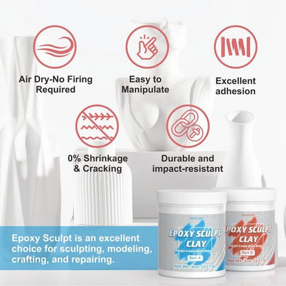 1 Pound White Epoxy Putty Sculpt Clay, 2 Part (A & B) Modeling 1 Pound,