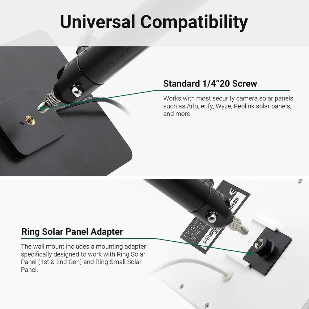 Holicfun Universal Solar Panel Wall Mount for Ring, Eufy, Arlo, Wyze, White