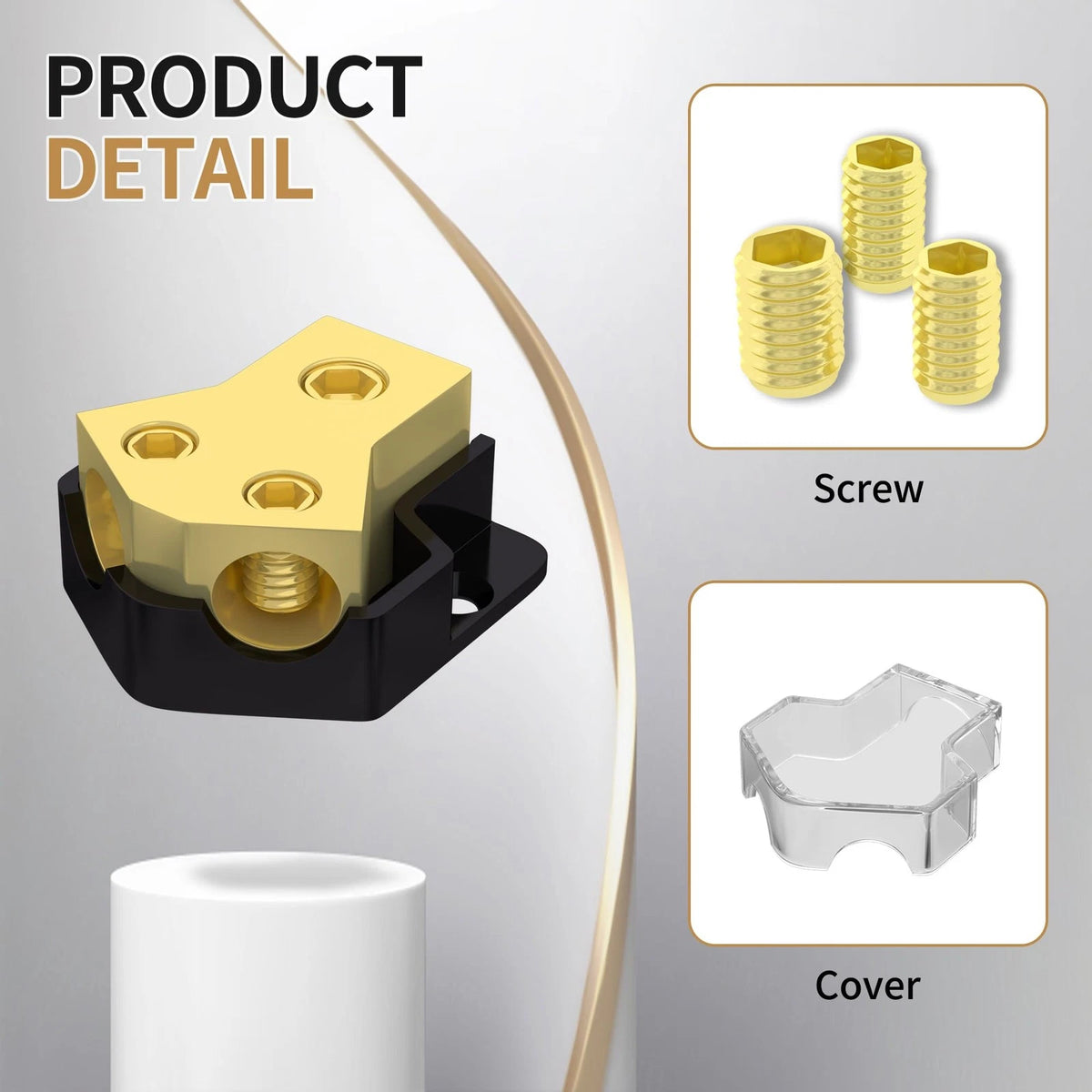 RVBOATPAT 12V Power Distribution Block Car Audio Amp Splitter 2 Way Golden