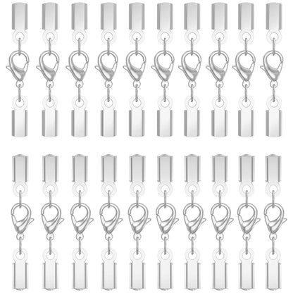 Qulltk 20Sets Cord End Caps with Lobster Clasp Connector,316 20Pcs Silver