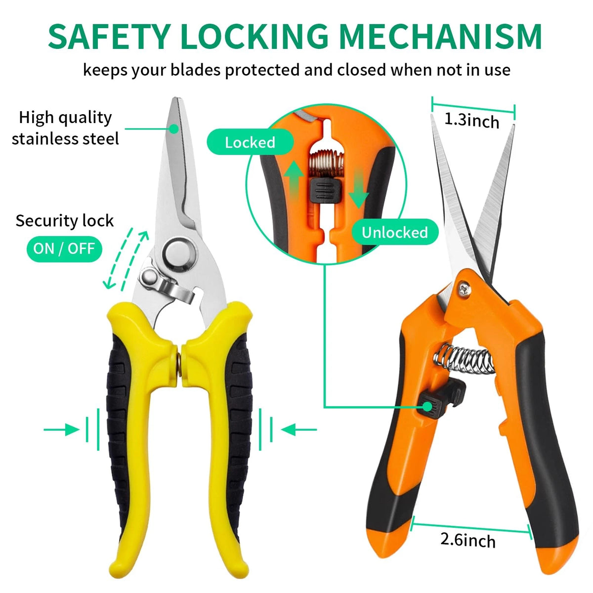 Garden Pruning Shears 3 Pack Gardening Scissors Multicolor