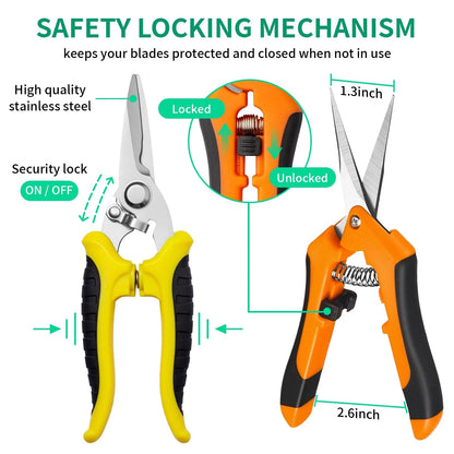 Garden Pruning Shears 3 Pack Gardening Scissors Multicolor