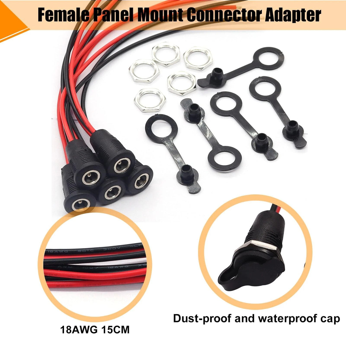 weideer 12Pcs 10A DC Power Jack Cord Socket Male and Female Socket, Black