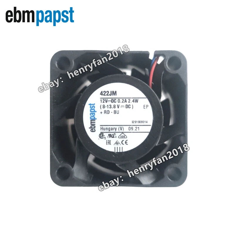 Ebmpapst 422JM Axial Fan 12VDC 2.4W 0.2A 40*40*28MM 2wire High Speed Cooling Fan