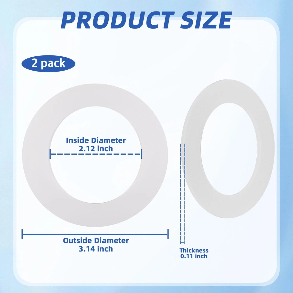 NBPLUS Silicone Toilet Flush Valve Seal - 3-3/16" 3.14 inches (2 Pack), White