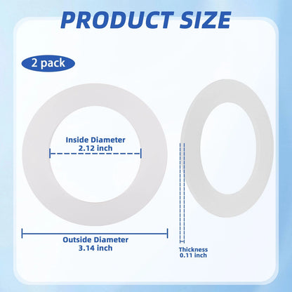 NBPLUS Silicone Toilet Flush Valve Seal - 3-3/16" 3.14 inches (2 Pack), White