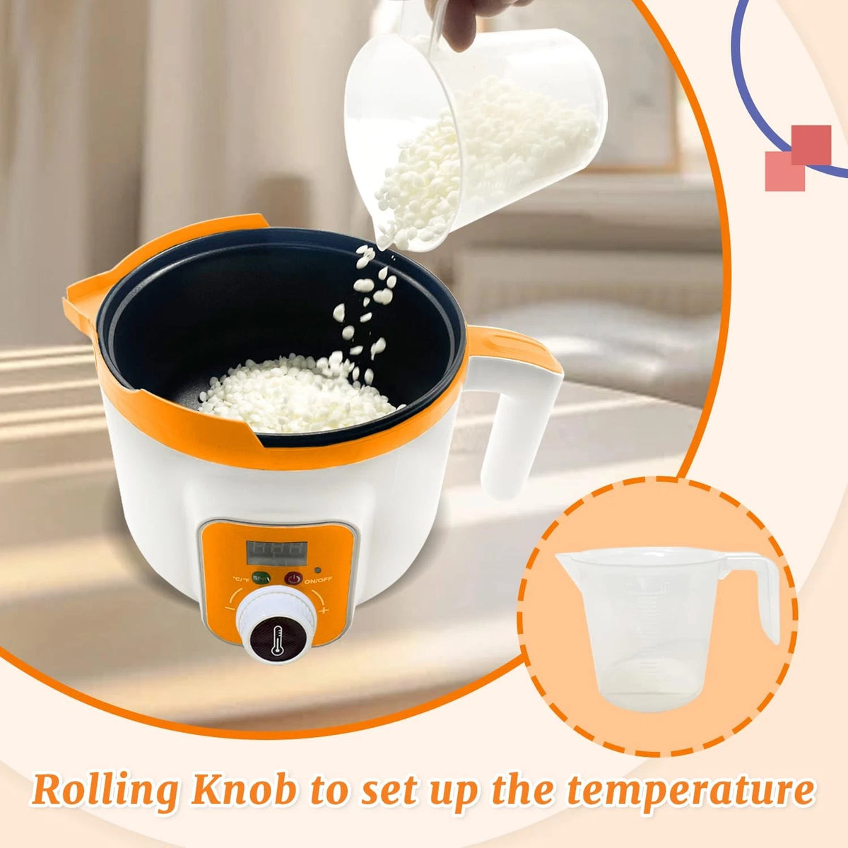 Ksedcon Digital Wax Melter for Candle Making, 1.5L wax melting pot, orange