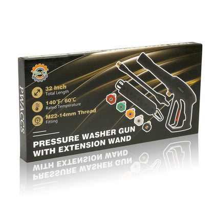 PWACCS Pressure Washer Gun Replacement with Extension 16.93 inches, Black