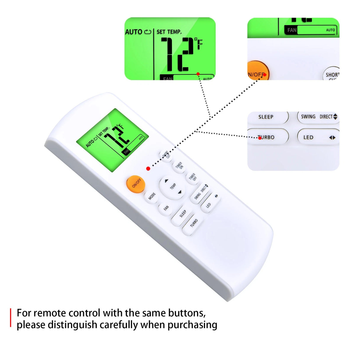 Remote Control For Senville Mini Split Air Conditioner SENA-18HF-MO SENA-30HF-MO