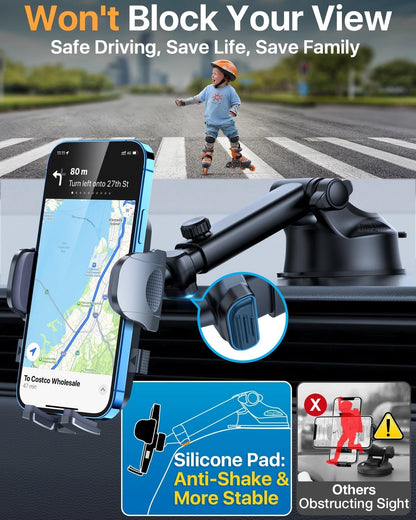 HTU 【98+LBS Strongest Suction & Military-Grade】 Ultimate Car Phone Black