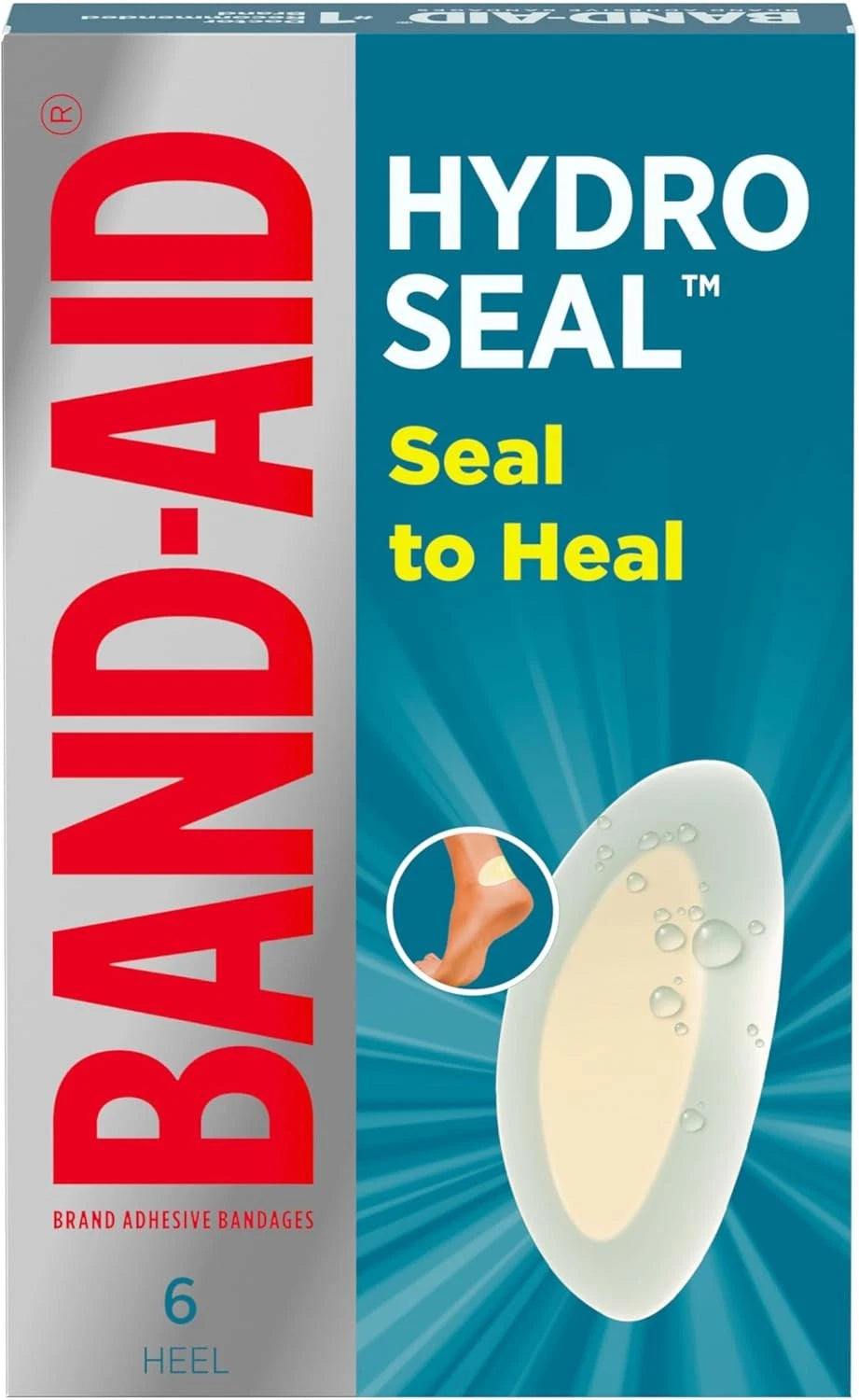 Band-Aid  Hydro Seal Adhesive Bandages for Heel 6 Count (Pack of 1)