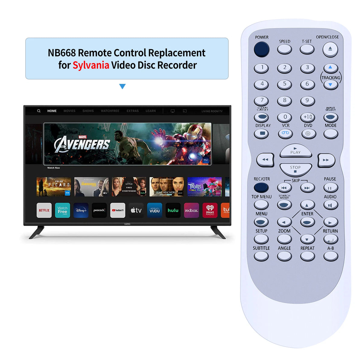 NB668 Remote Control For Sylvania DVD VCR Combo DV225SL8 DV220SL8