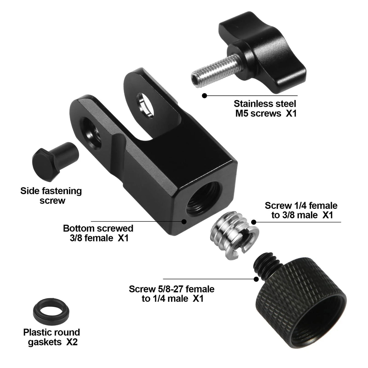 Microphone Mount Adapter for Hyperx Quadcast with 3/8" or 1/4" Screw M, black
