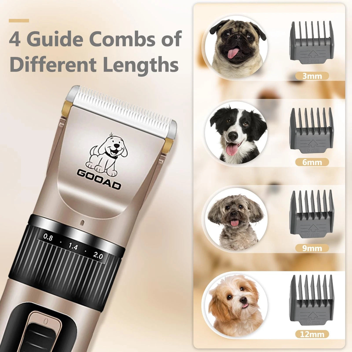 Gooad Dog Clippers for Grooming Heavy Thick Hair&Coats,Low Gold & Black