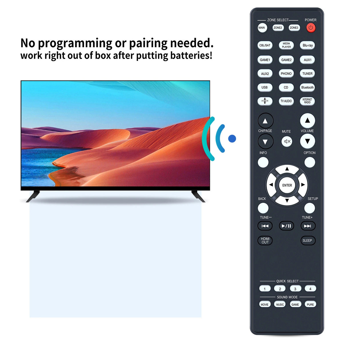 RC-1256 Remote Control For Denon AV Receiver AVR-X6800H