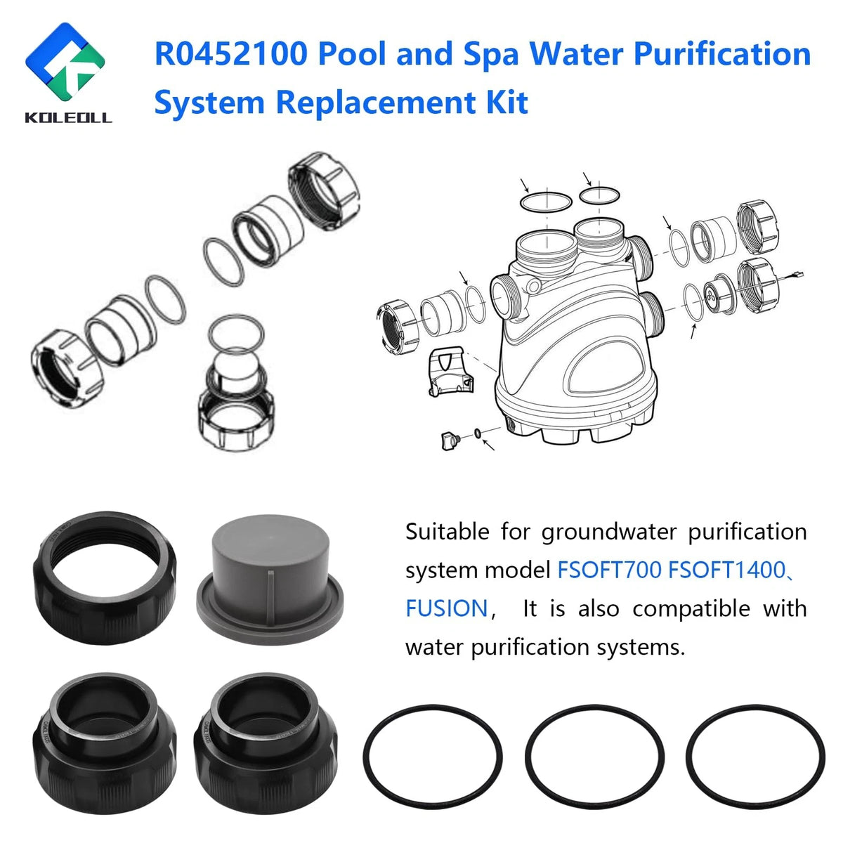 KOLEOLL R0452100 Universal Union Replacement Kit Black