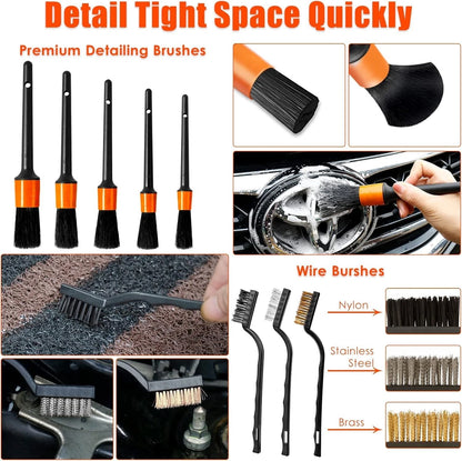Viewsun Car Cleaning Kit, Orange 17pcs Interior Detailing 17PCS,