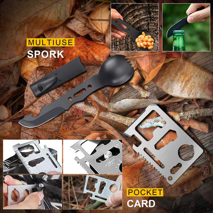 Gifts for Men Fathers Day 14-in-1 Survival Kit - Premium Outdoor Large